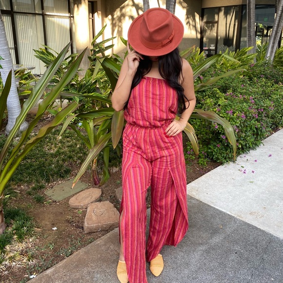 Striped Strapless Jumpsuit/ Romper - Picture 4 of 4